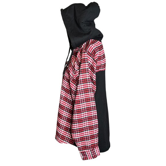 Jolie & Joy Hoodie Shacket Size X-Large Plaid Jacket Light Button Up Layering - Picture 5 of 13